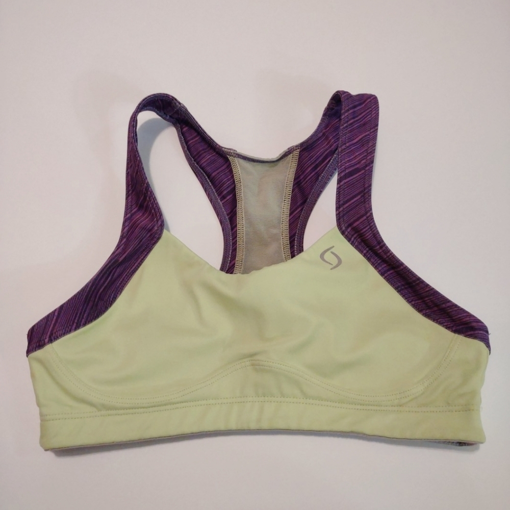 Moving Comfort Lime Green & Purple Sports Bra 32A